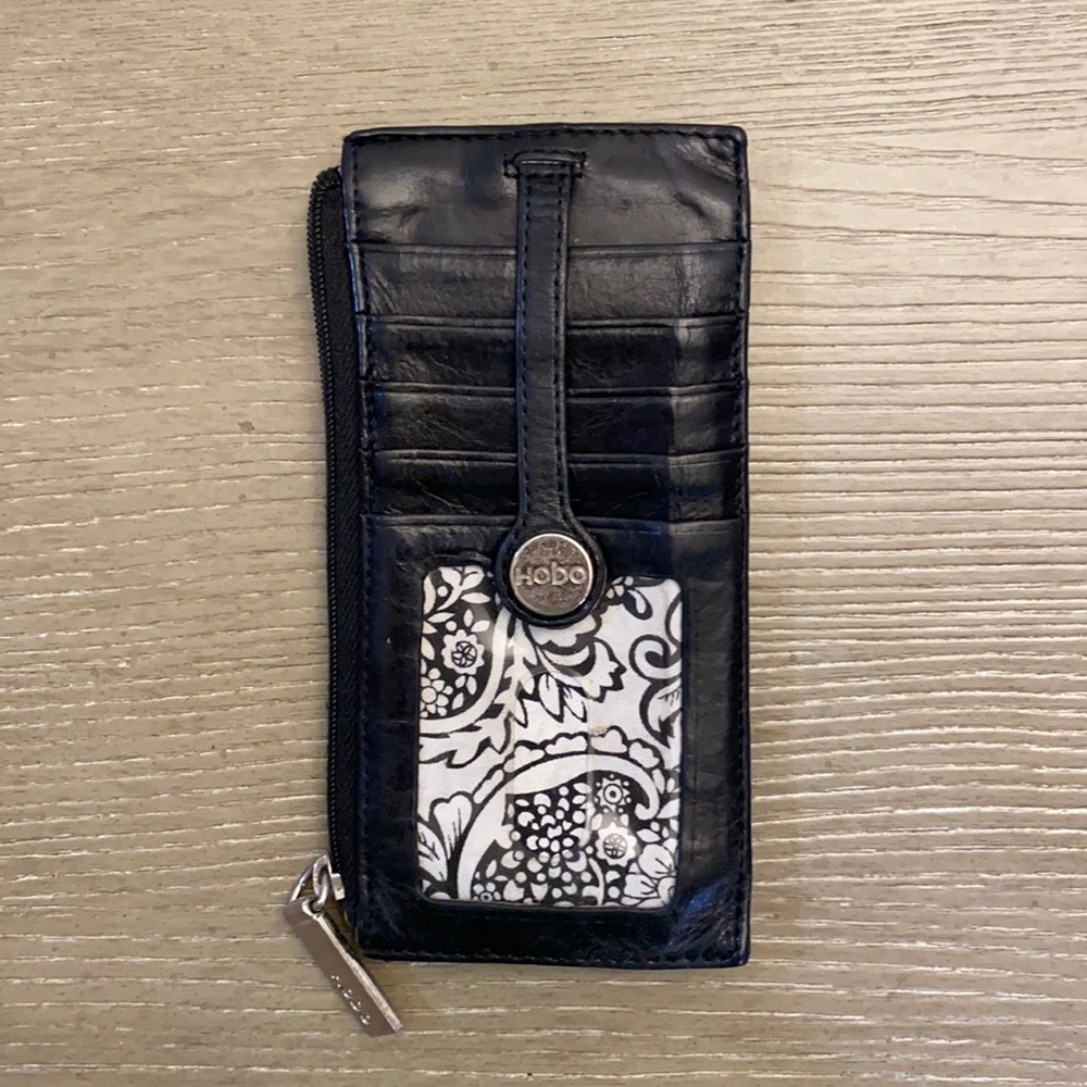 Black leather hobo card holder